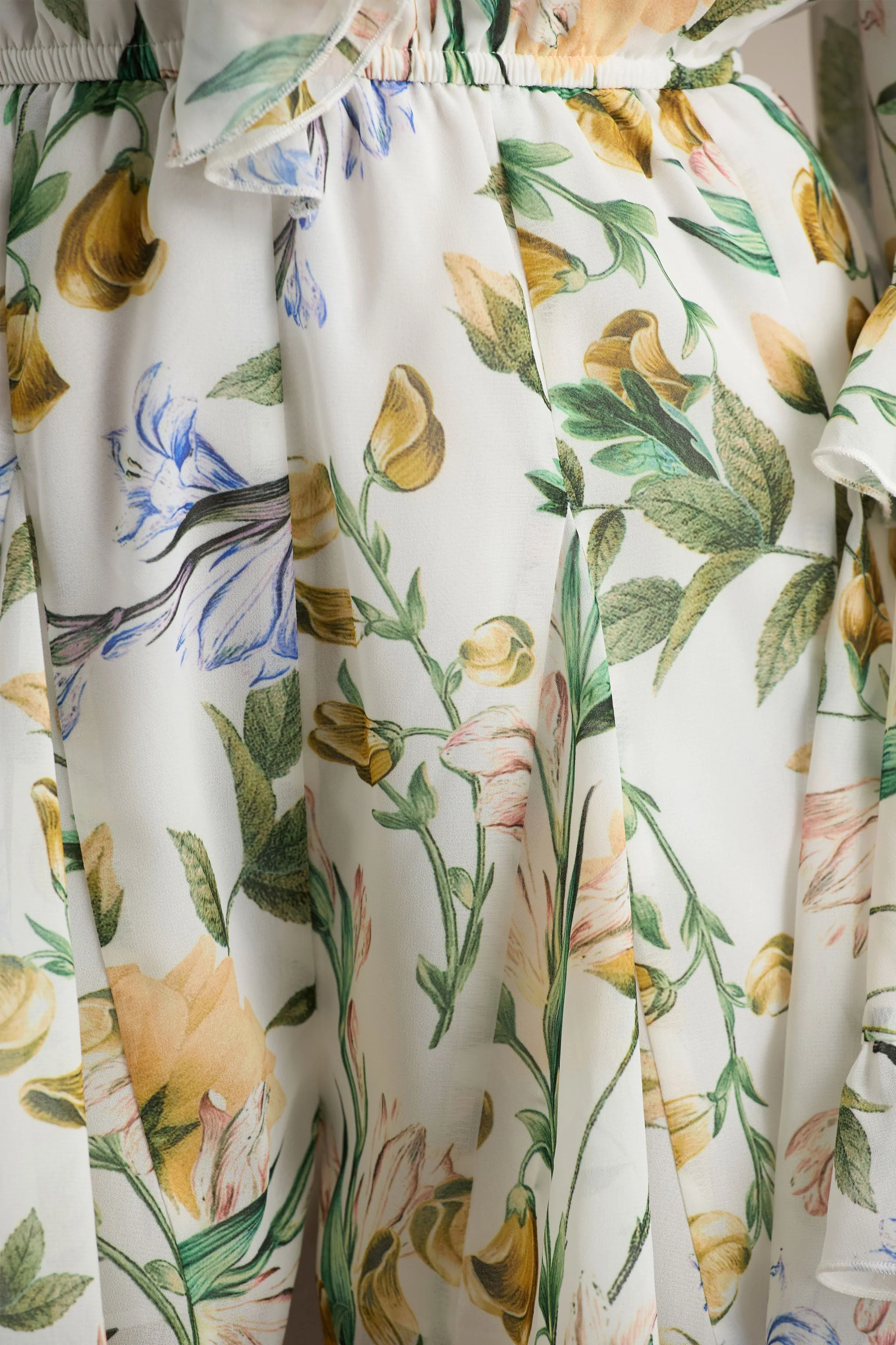 Anaya | Combishort en mousseline à imprimé floral citron avec manches longues - Image 7