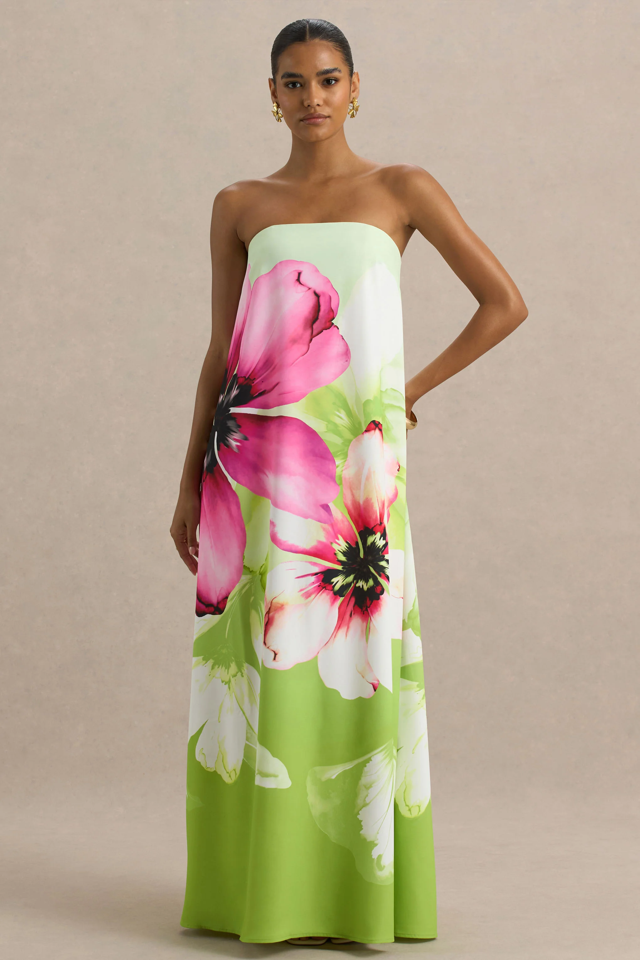Ellery | Robe longue bandeau à imprimé floral citron vert - Image 3