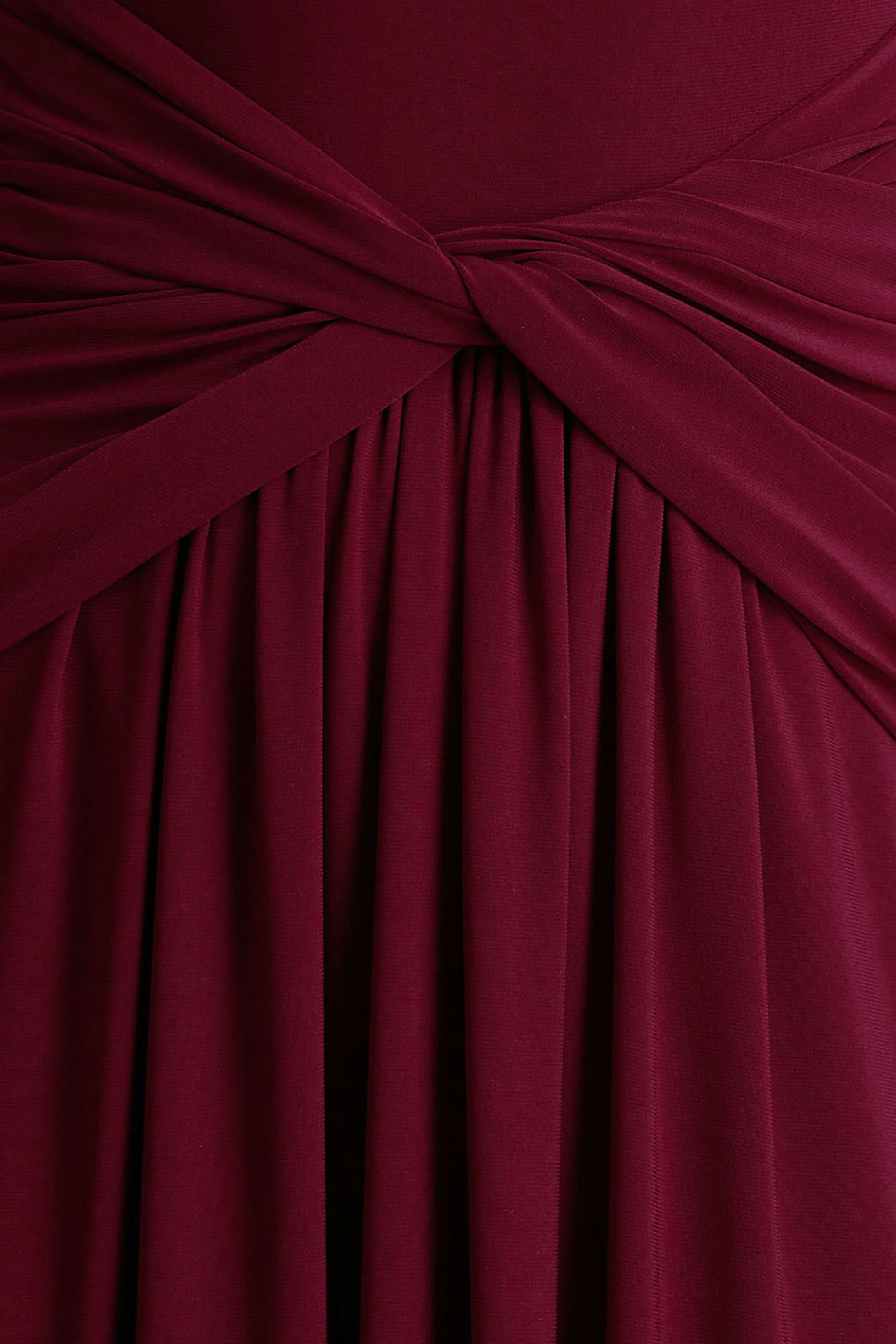 Estrella | Robe longue à haute encolure bordeaux avec détails froncés - Image 6