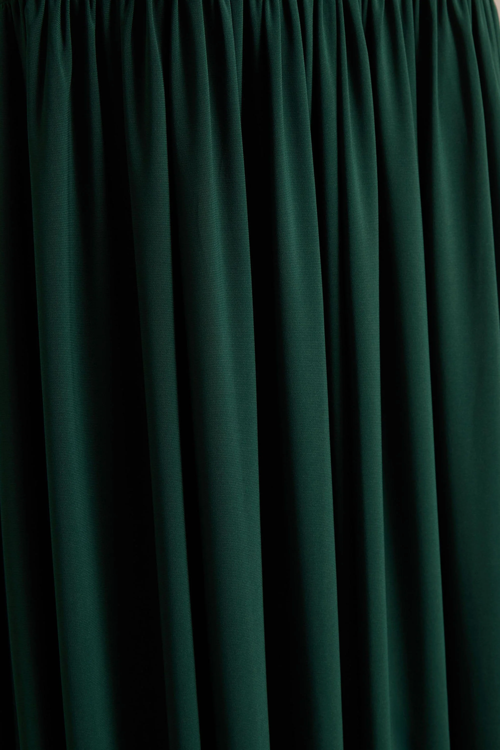 Kady | Robe longue vert foncé à encolure asymétrique avec détails froncés - Image 6