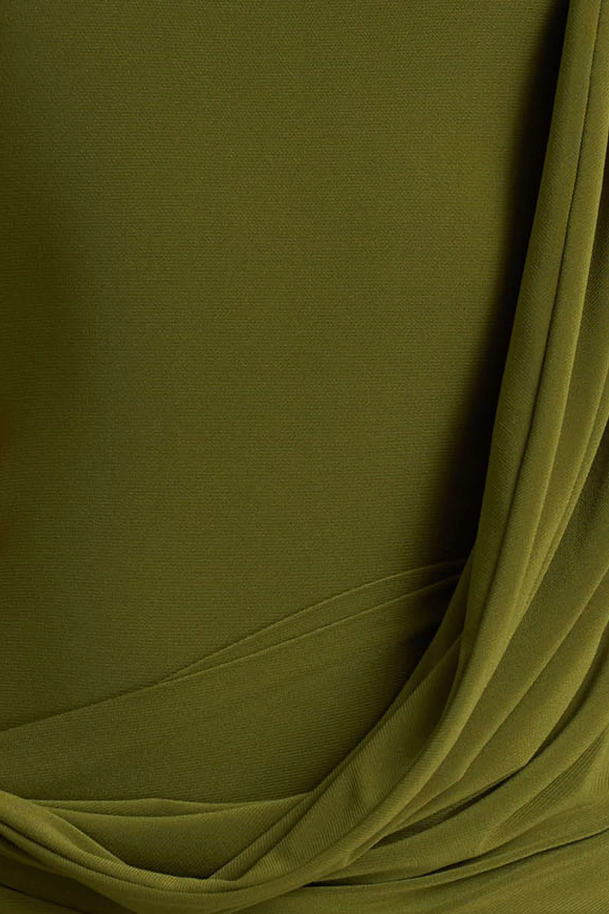 Melissa | Robe longue olive à manches longues avec drapés et ceinture nouée - Image 6