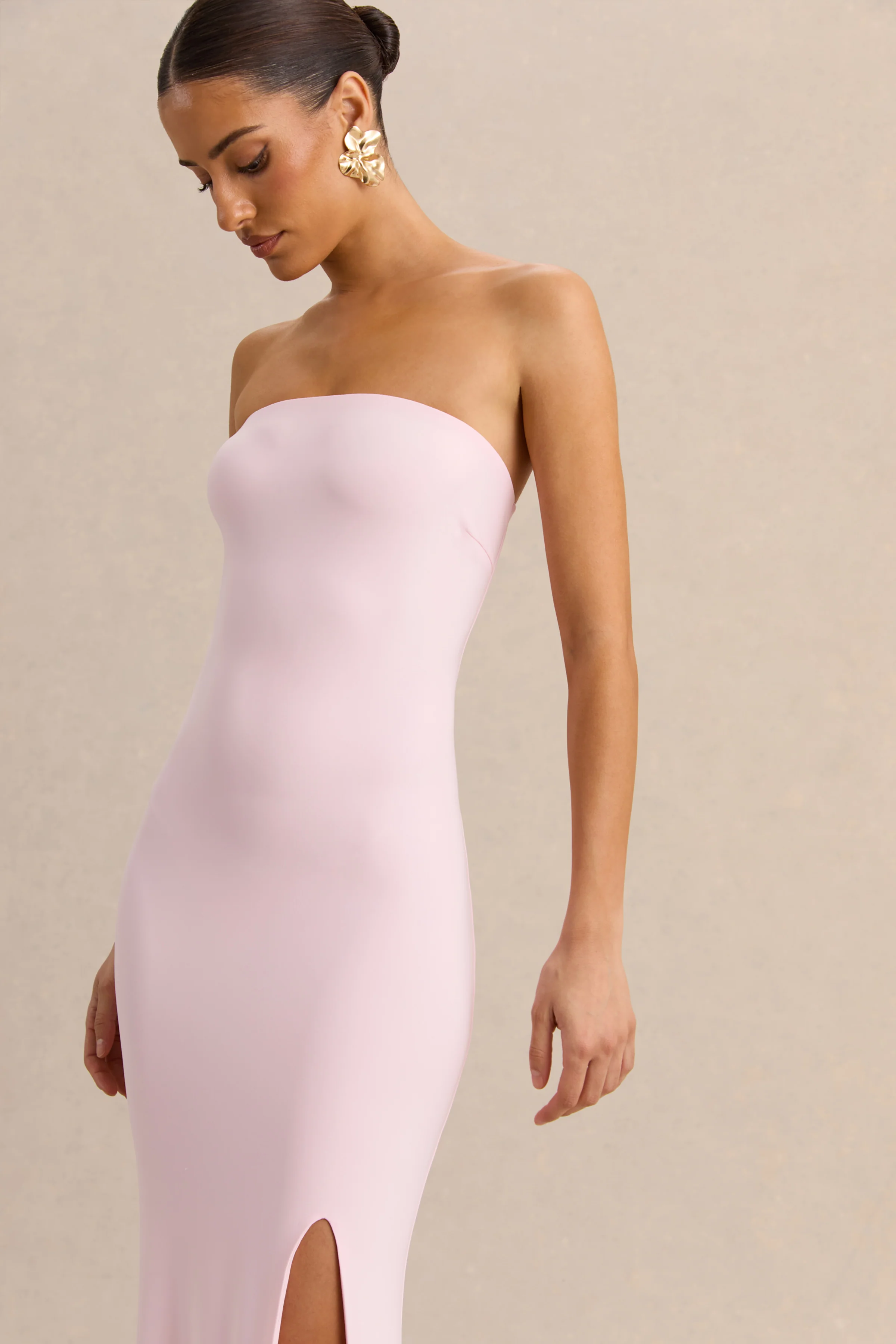 Melva | Robe longue rose clair à encolure bandeau - Image 4