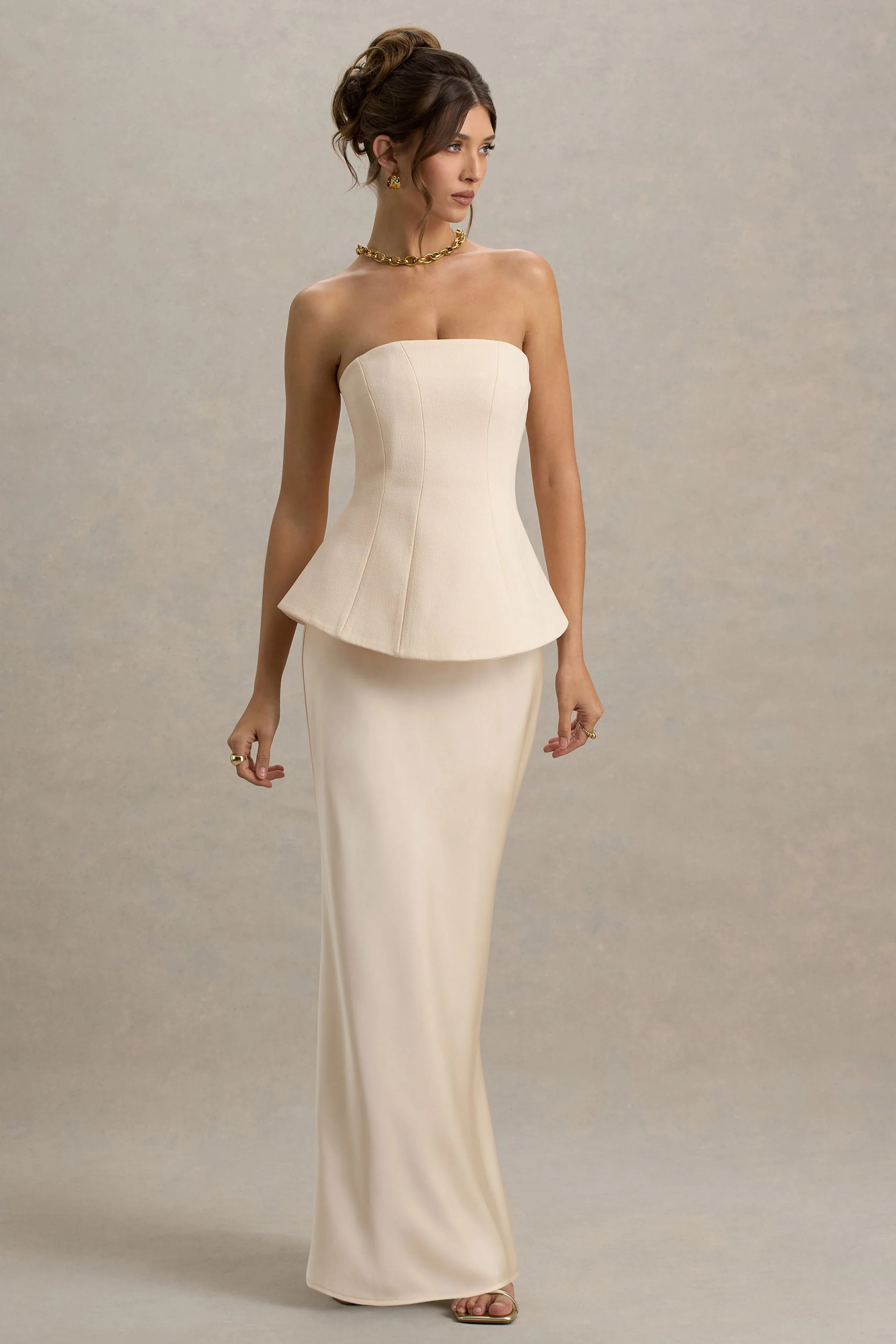 Ohio | Robe longue champagne corset sans bretelles - Image 4