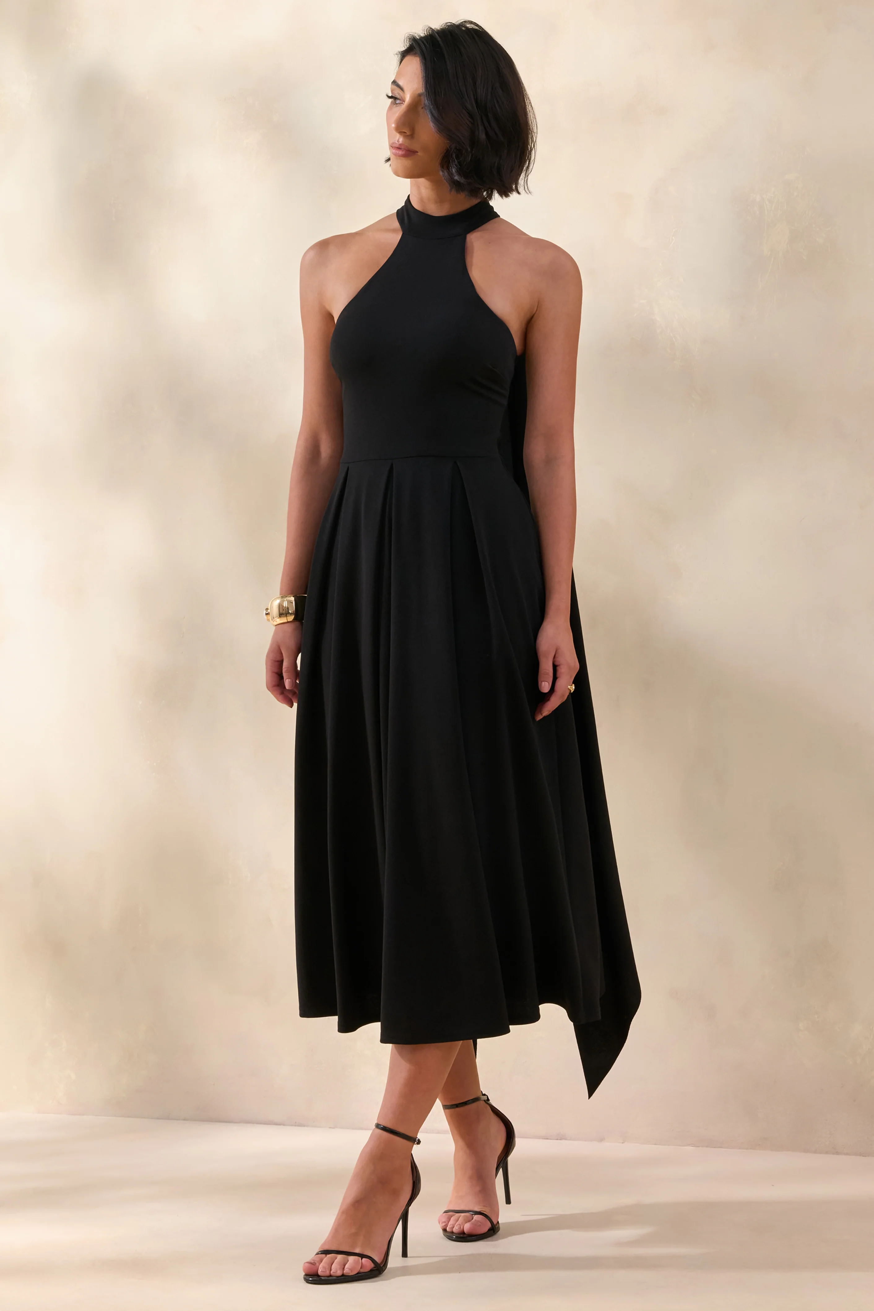 Rhode | Robe mi-longue noire à col licou - Image 4