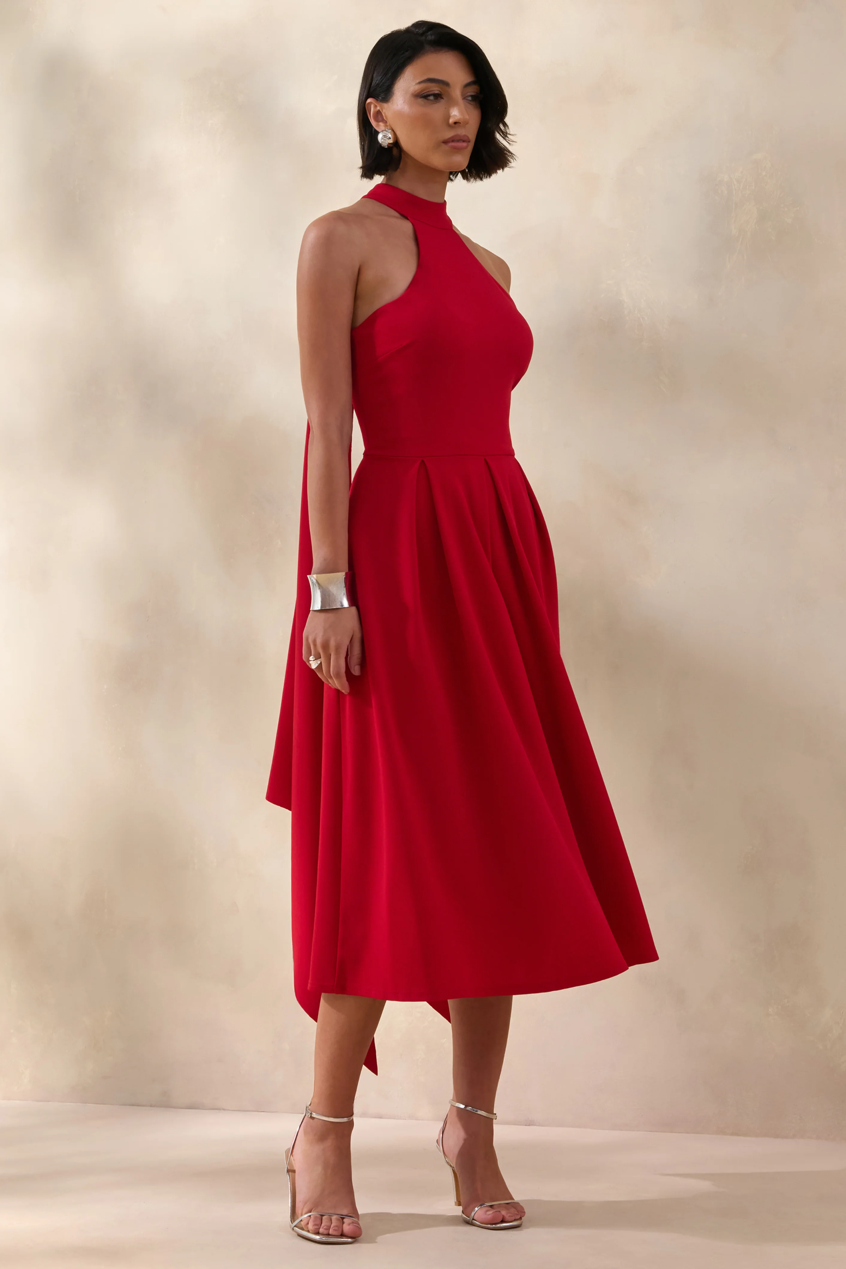Rhode | Robe mi-longue rouge à encolure dos nu - Image 4