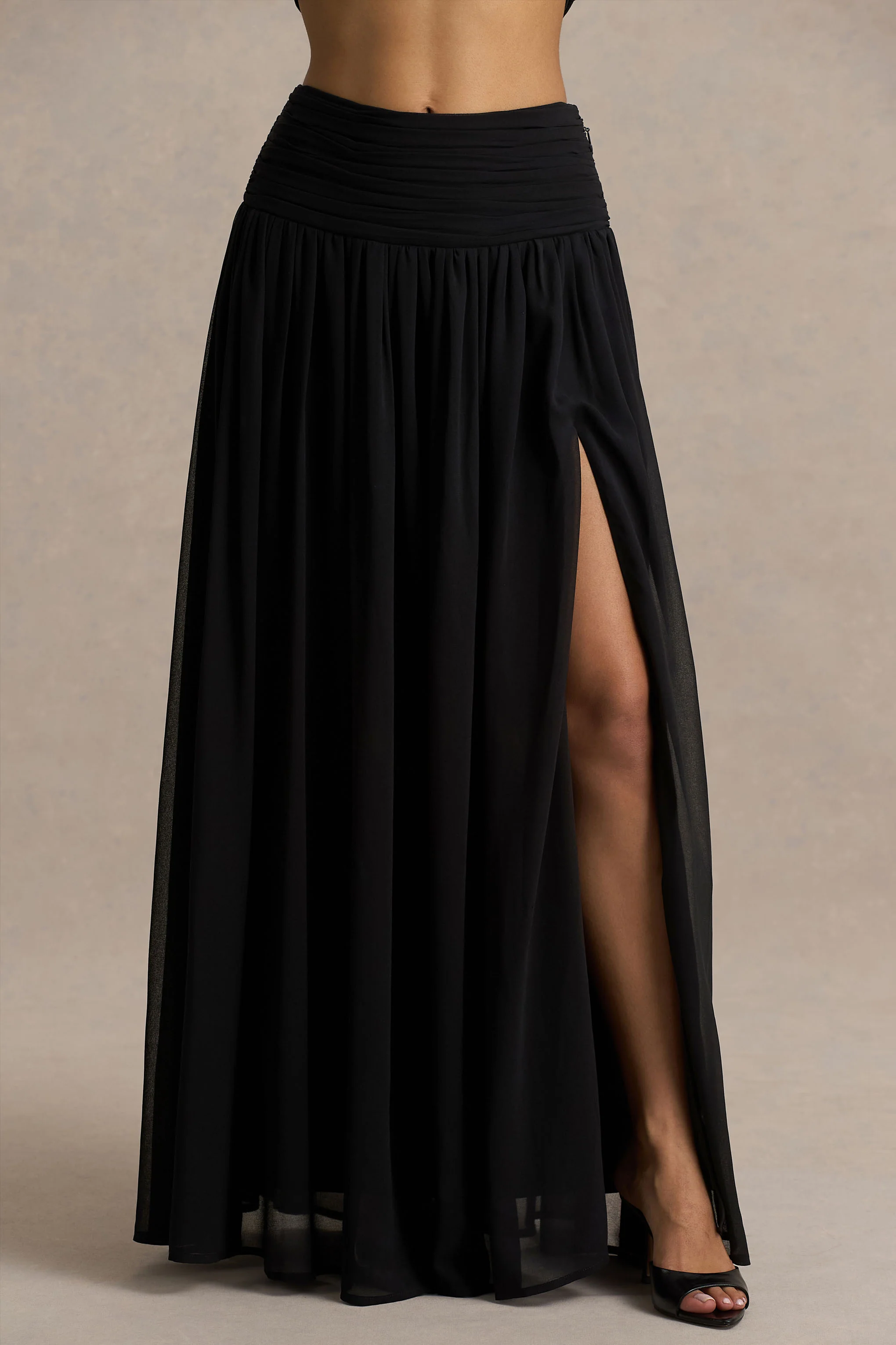 Spencer | Jupe longue plissée en chiffon noir - Image 3