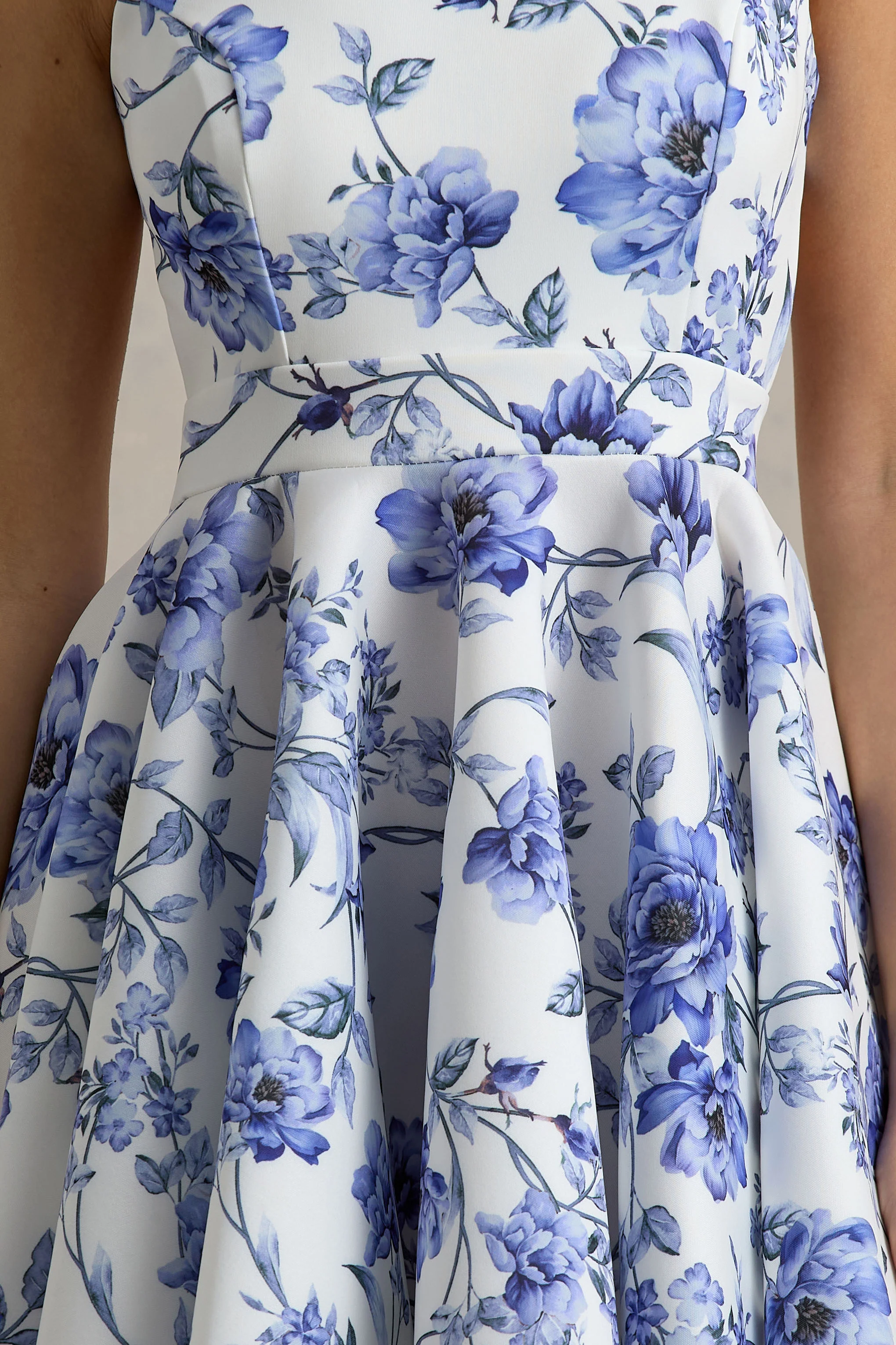 Waverly | Mini-robe à imprimé bleu à encolure arrondie sans manches - Image 6