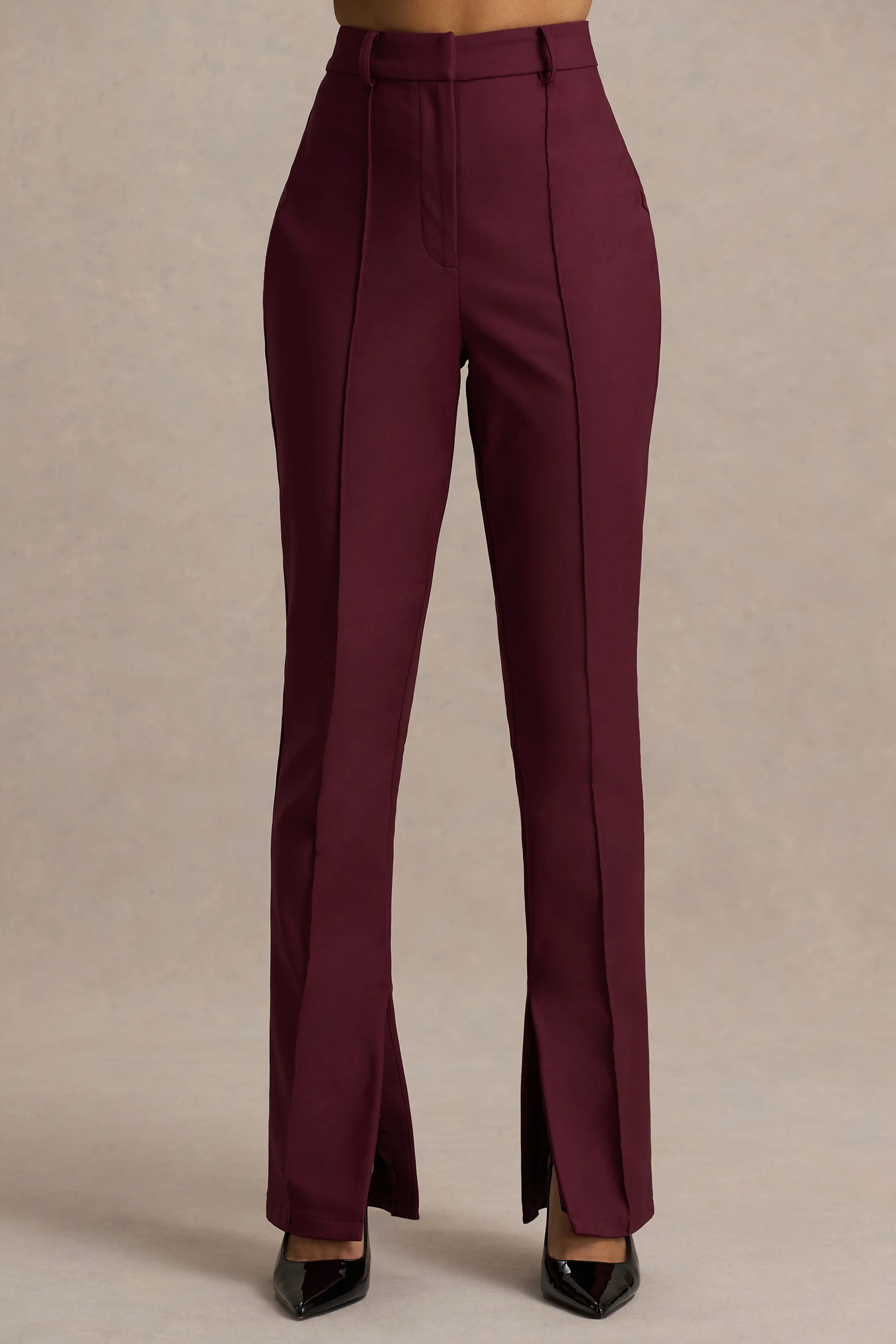 Wonder Woman | Pantalon bordeaux taille haute coupe droite avec fente - Image 3