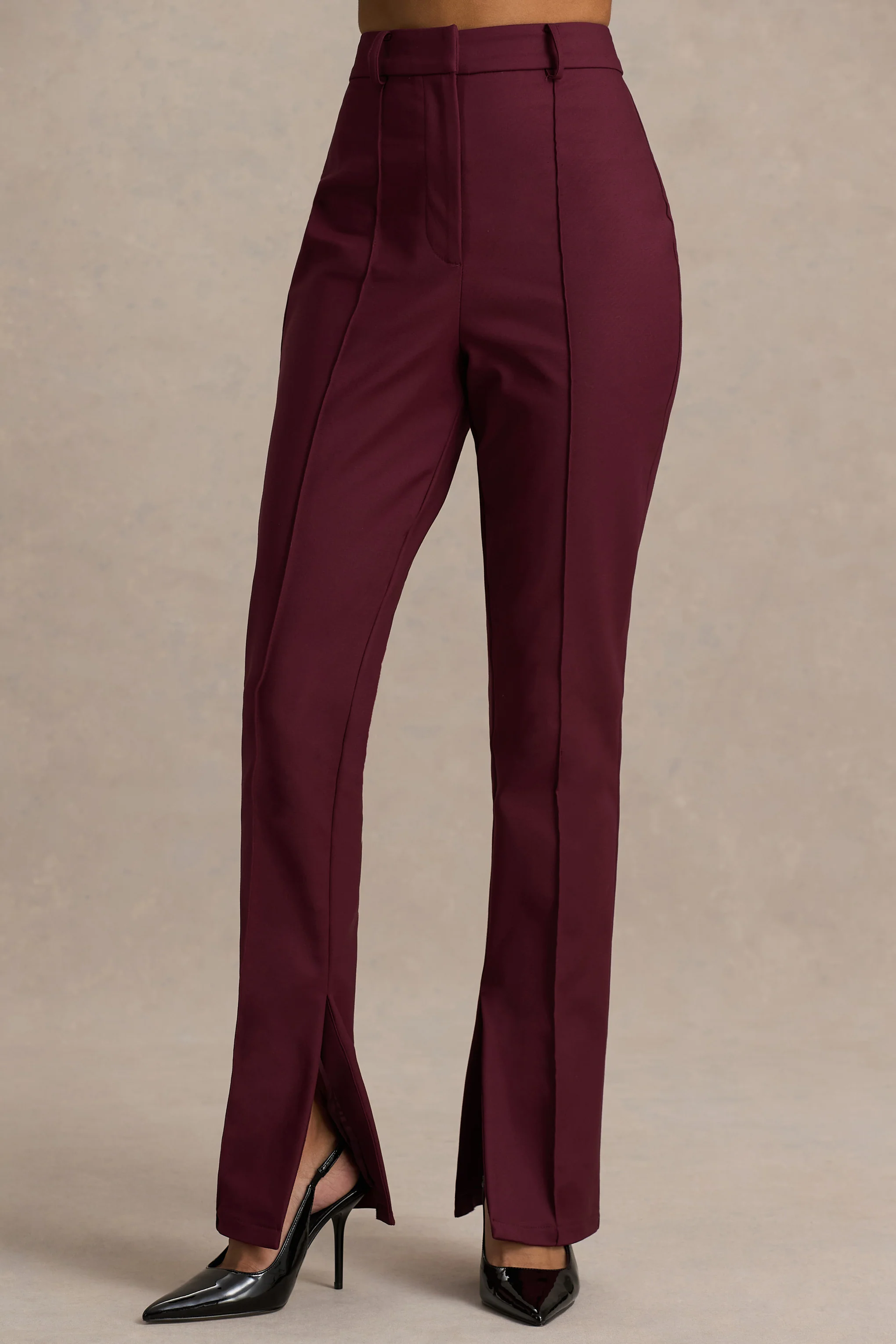 Wonder Woman | Pantalon bordeaux taille haute coupe droite avec fente - Image 5
