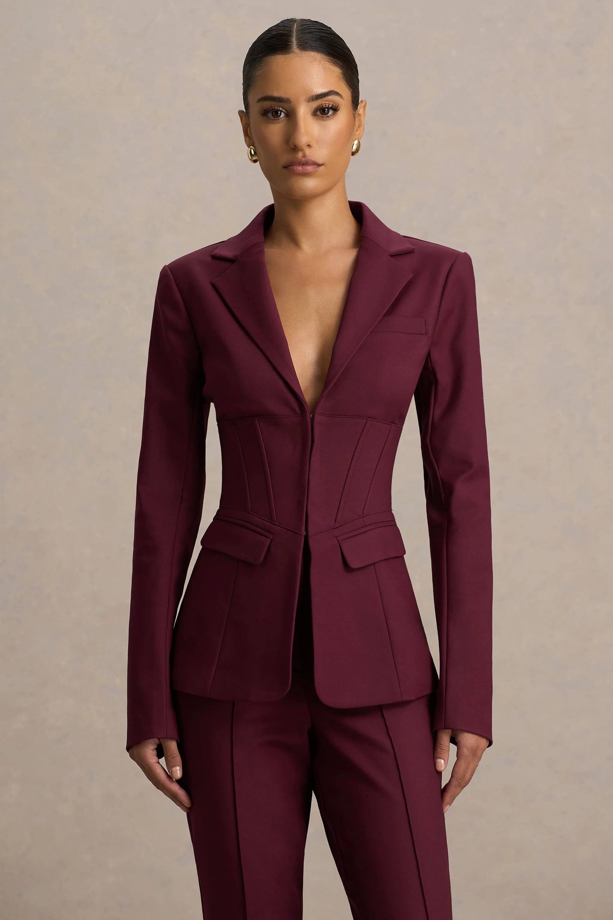 Wonder Woman | Pantalon bordeaux taille haute coupe droite avec fente - Image 6