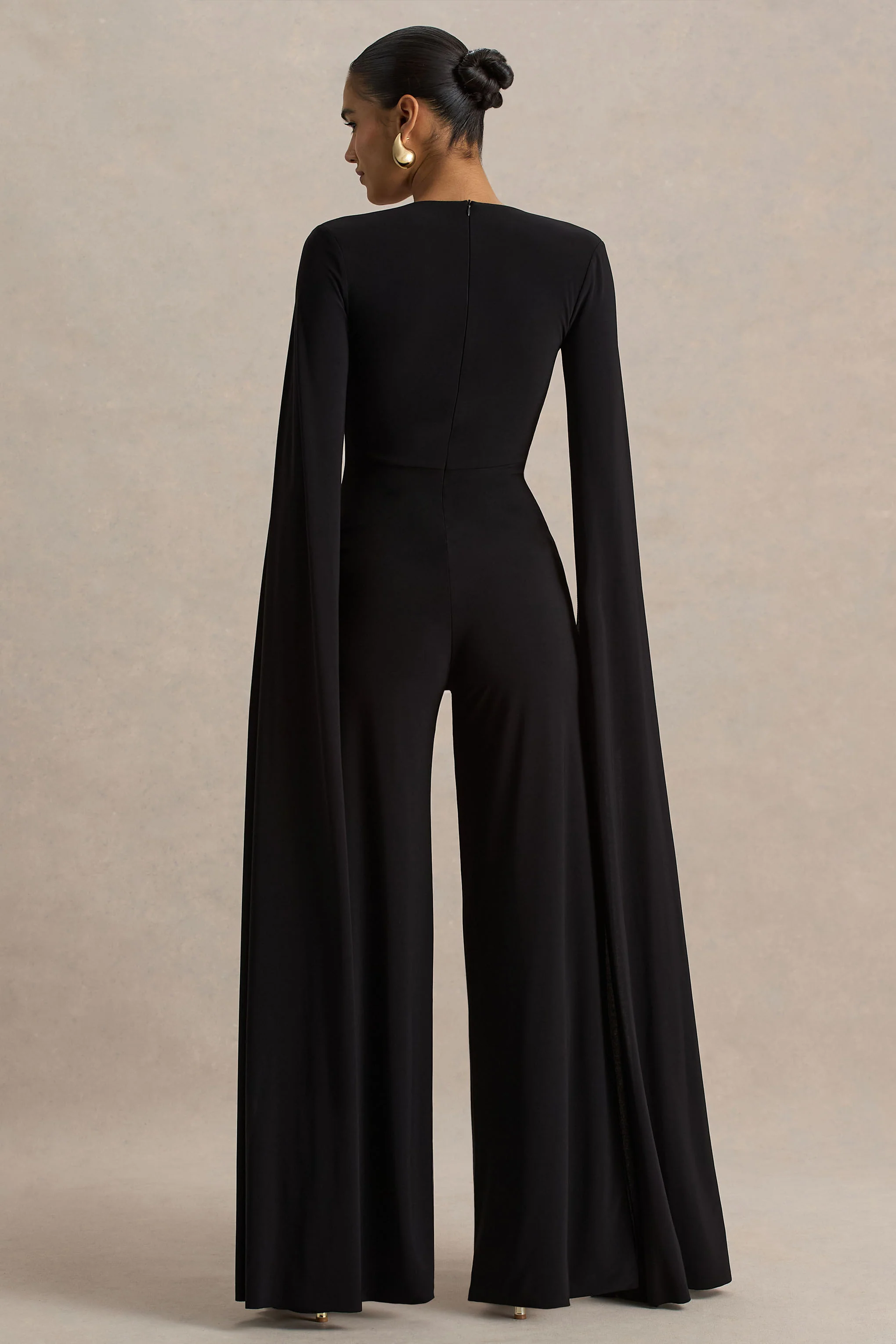 Zara | Combinaison Noire à Encolure Carrée avec Manches Cape - Image 2