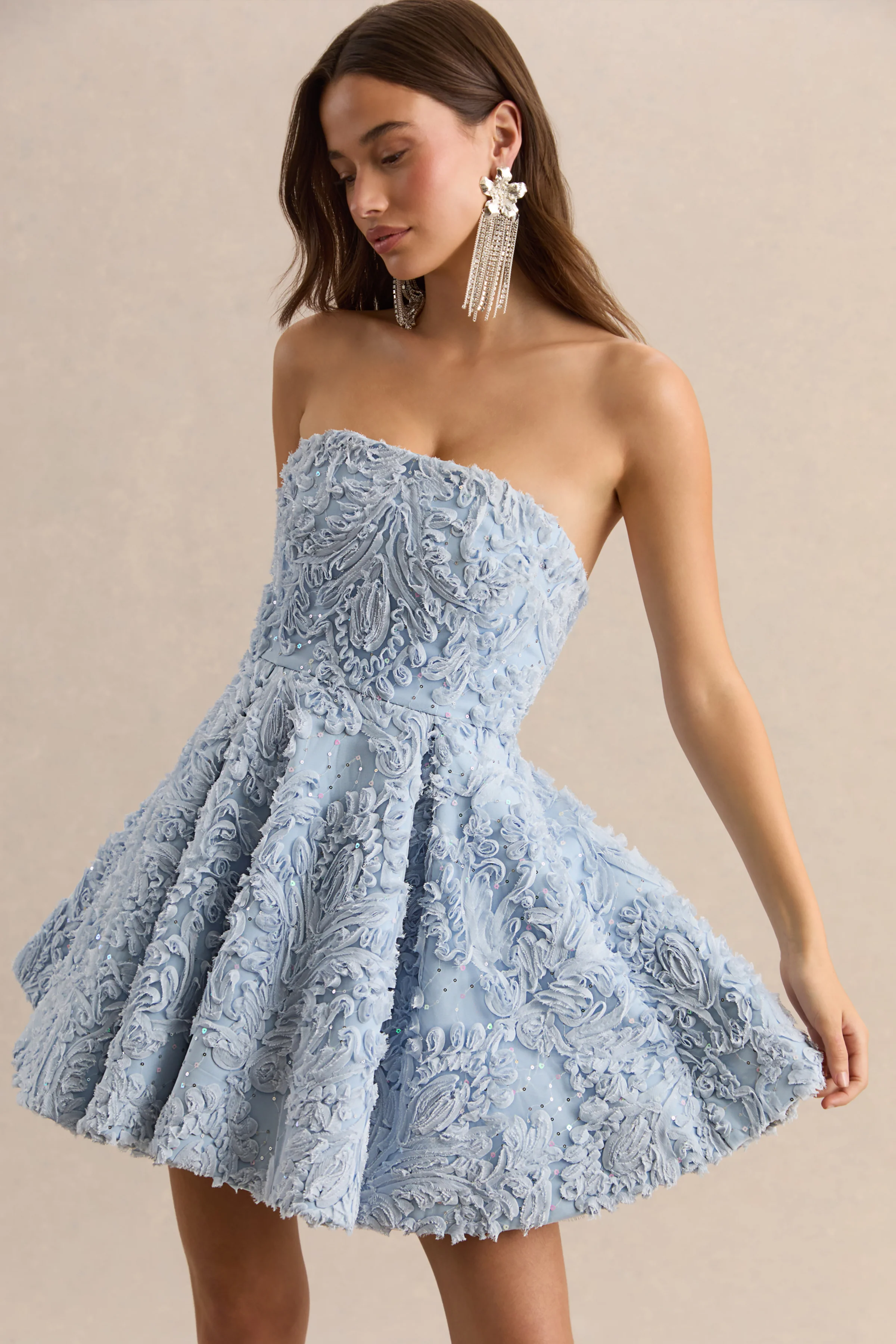 Zosia | Mini-robe bandeau en maille bleue - Image 3
